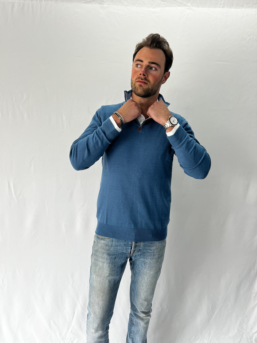 Trui met rits jeans blauw